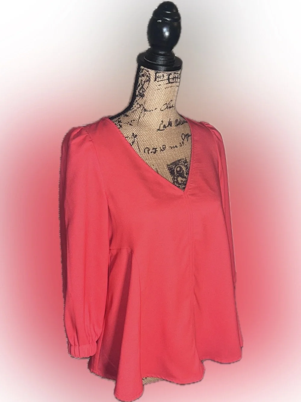 Tuckernuck Hollis Poppy Hot Coral-Red V-Neck Sleek Polished Career Blouse XS